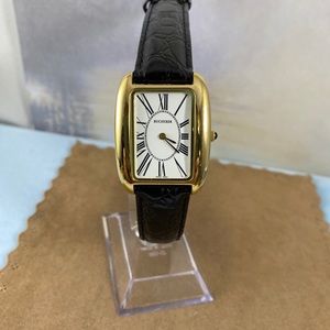18KGP Bucherer Tank Watch Black Strap Fathers Day